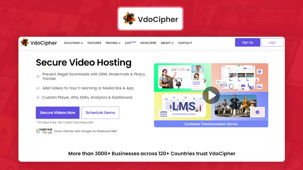 VdoCipher secure streaming platform